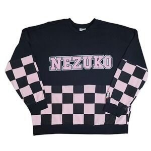 Demon Slayer BoxLunch Womens Sweatshirt Medium Black Pink Anime Pullover